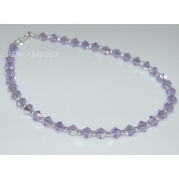 RMB|Bracciale Argento 925 Con Swarovski Bicono VIOLET AB Violetto varie misure