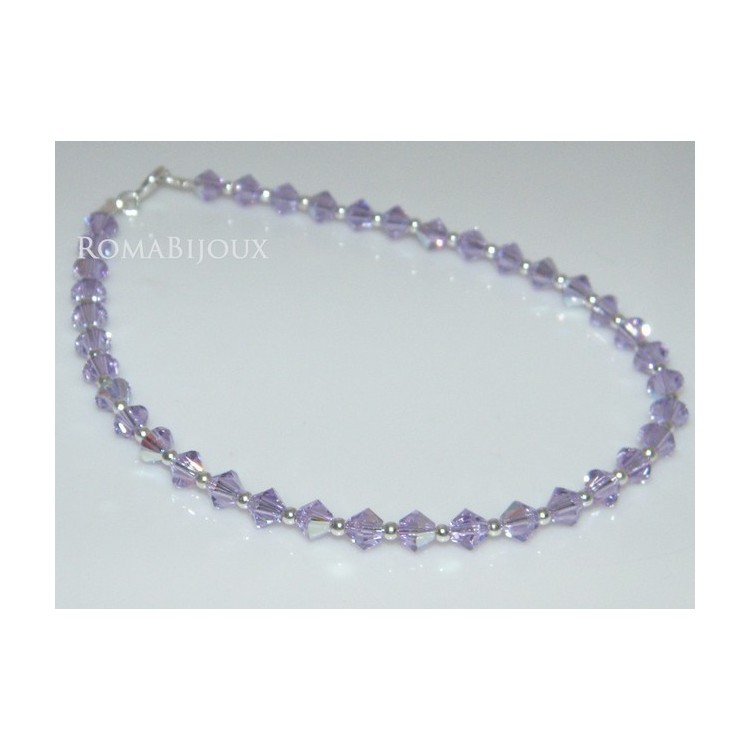 RMB|Bracciale Argento 925 Con Swarovski Bicono VIOLET AB Violetto varie misure
