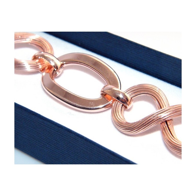 RMB|Bracciale argento 925 donna con 8 scanalato e ovali lisci donna placcato oro rosa
