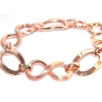 RMB|Argento 925 e Oro Rosè : Bracciale donna com maglia ovale liscia e 8 scanalato