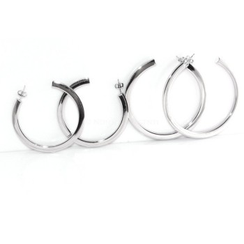 RMB|Earrings Silver 925 ITALIAN HOOP looking shiny with pin and butterfly in 2 sizes
