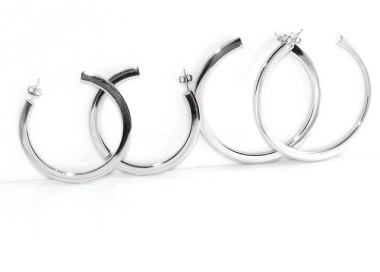 RMB|Earrings Silver 925 ITALIAN HOOP looking shiny with pin and butterfly in 2 sizes