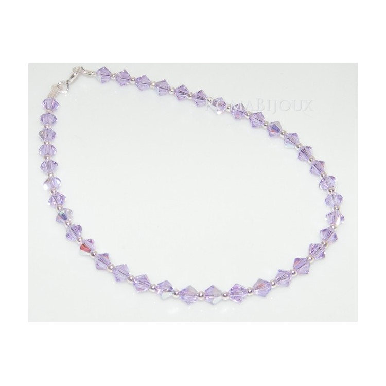 RomaBijoux|Bracciale Argento 925 artigianale VIOLET AB Swarovski Bicono