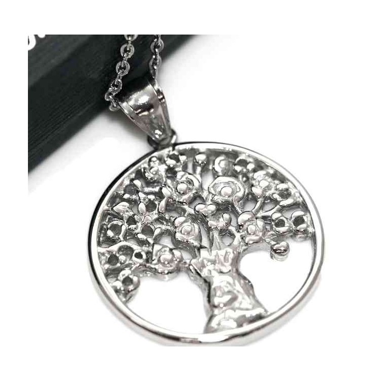 RMB|collana in acciaio con medaglia albero della vita
