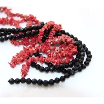 RMB|collana sciarpa con corallo di scoglio e agata nera