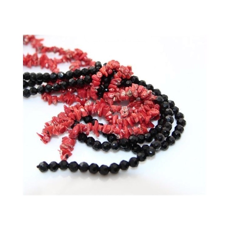 RMB|collana sciarpa con corallo di scoglio e agata nera