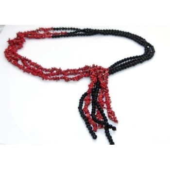 RMB|collana sciarpa con corallo di scoglio e agata nera