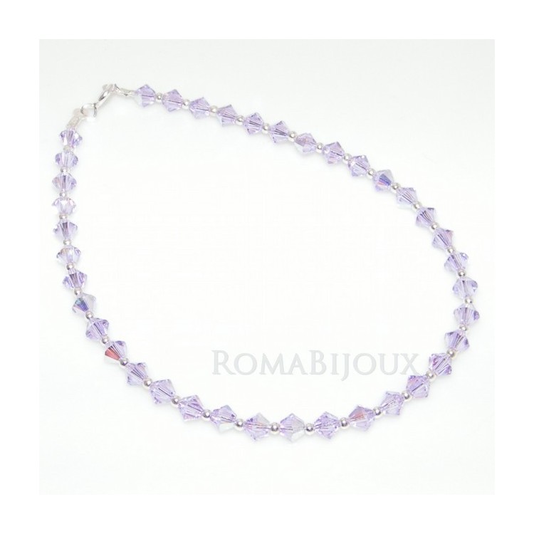 RMB|Bracciale Argento 925 Con Swarovski Bicono VIOLET AB Violetto varie misure