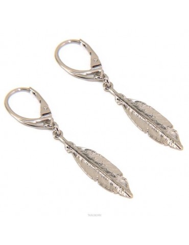Silver 925 sterling silver dangle earrings for women with NALBORI leaf pendant