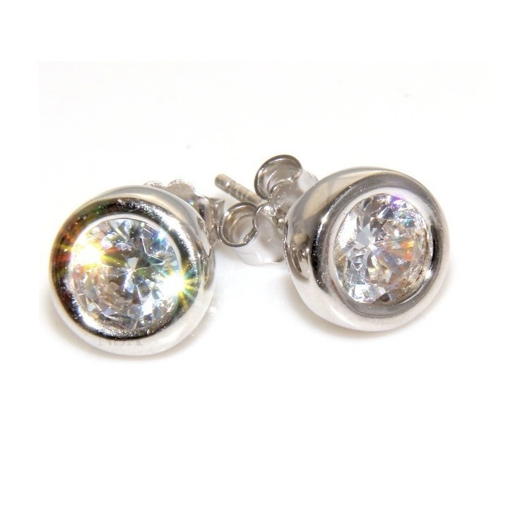 RMB|silver stamped 925 pink color: earrings woman man onion 6mm cubic zirconia