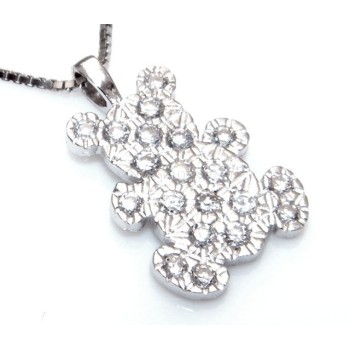 RMB|stamped 925: Necklace Venetian teddy bear pendant 19x10 pavé zirconia