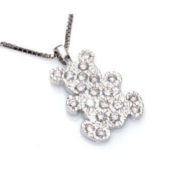 RMB|Argento 925 : Collana girocollo veneziana ciondolo orso orsetto 19x10 pavè di zirconi