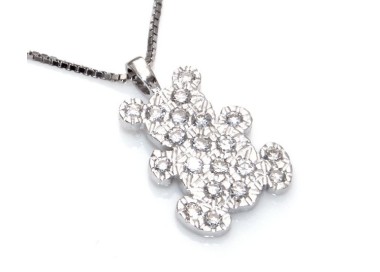 RMB|stamped 925: Necklace Venetian teddy bear pendant 19x10 pavé zirconia