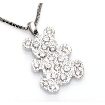 RMB|stamped 925: Necklace Venetian teddy bear pendant 19x10 pavé zirconia