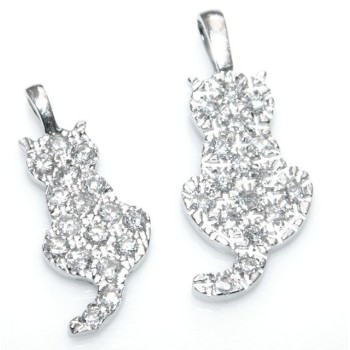 RMB|stamped 925: Necklace pendant Venetian cat kitten microsetting in 2 sizes