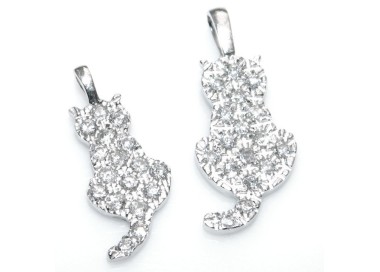 RMB|stamped 925: Necklace pendant Venetian cat kitten microsetting in 2 sizes