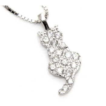 RMB|stamped 925: Necklace pendant Venetian cat kitten microsetting in 2 sizes