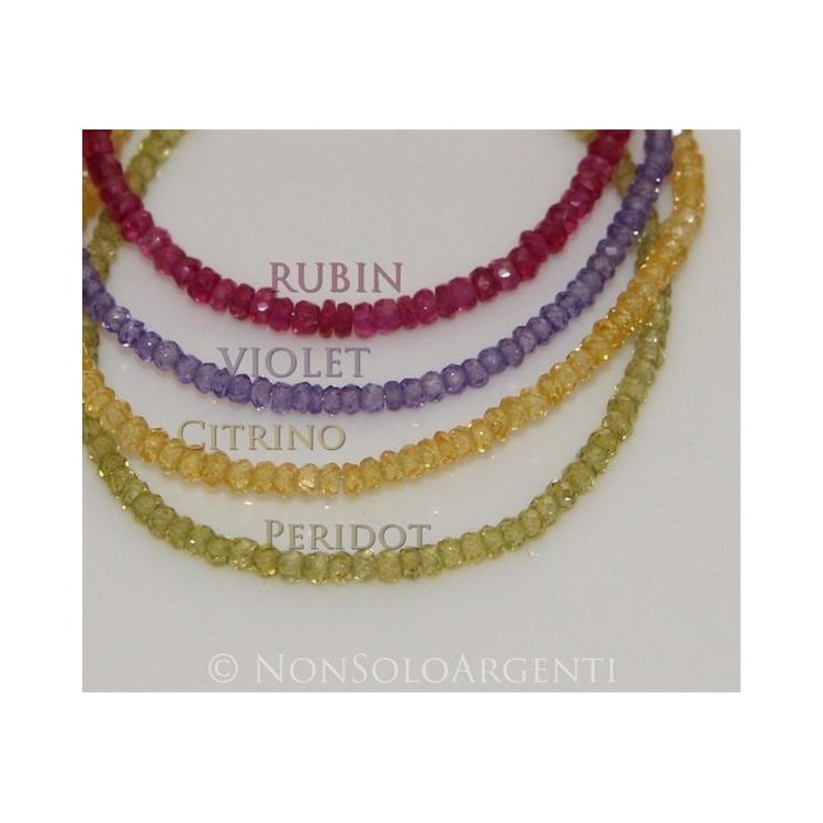 RMB|Argento 925 : Bracciale Donna semipreziosi pietre zirconi naturali chiusura gancio mis 17
