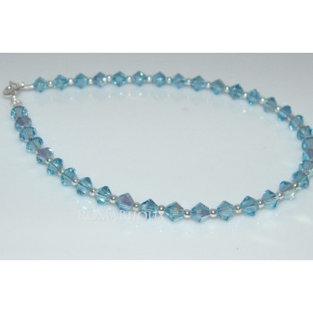 RMB|Bracciale Argento 925 Con Swarovski Bicono AQUAMARINE AB Celeste varie misure