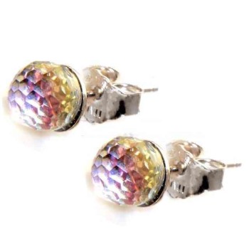 RMB|Silver 925 :  earrings lobe    "magic ball", iridescent white ball