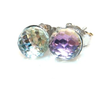 RMB|Silver 925 :  earrings lobe  earrings women lobe "gel ball", ball with beads lucite white