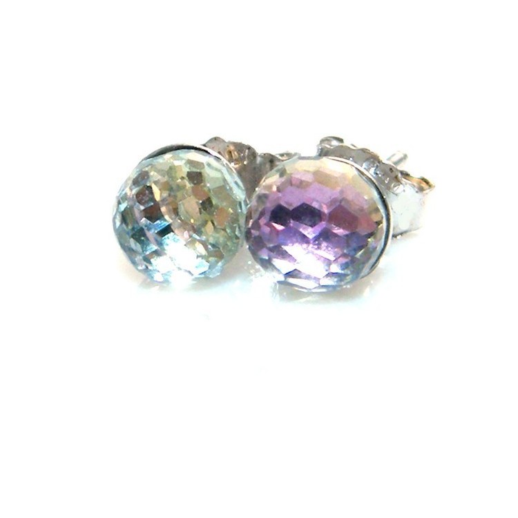 RMB|Silver 925 :  earrings lobe  earrings women lobe "gel ball", ball with beads lucite white