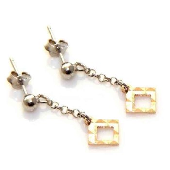 RMB|925 silver earrings rose gold rhombus pendants with diamonds rhombuses