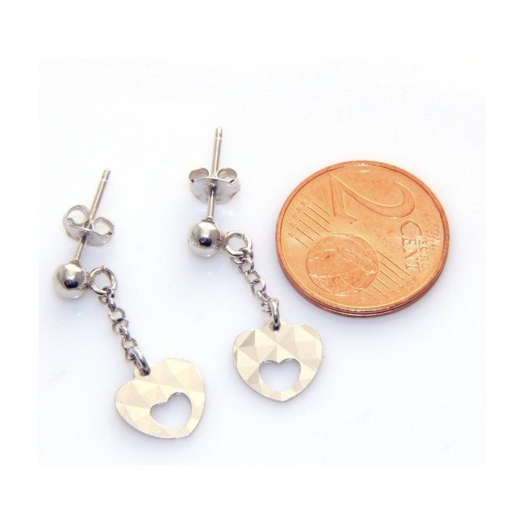 RMB|orecchini argento 925 cuore diamantato traforato