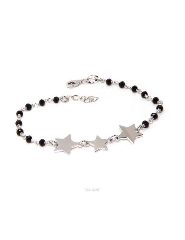 NALBORI Woman bracelet 925 Sterling silver black with 3 stars