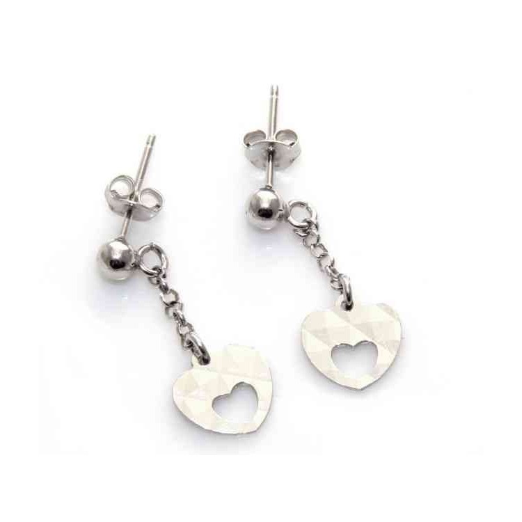 RMB|925 silver earrings with pierced diamond heart