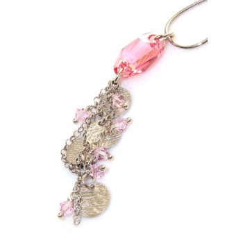 RMB|Collana argento 925 coda di topo donna con pendente cristallo rosa