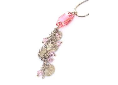 RMB|925 silver rat tail necklace for women with pink crystal pendant