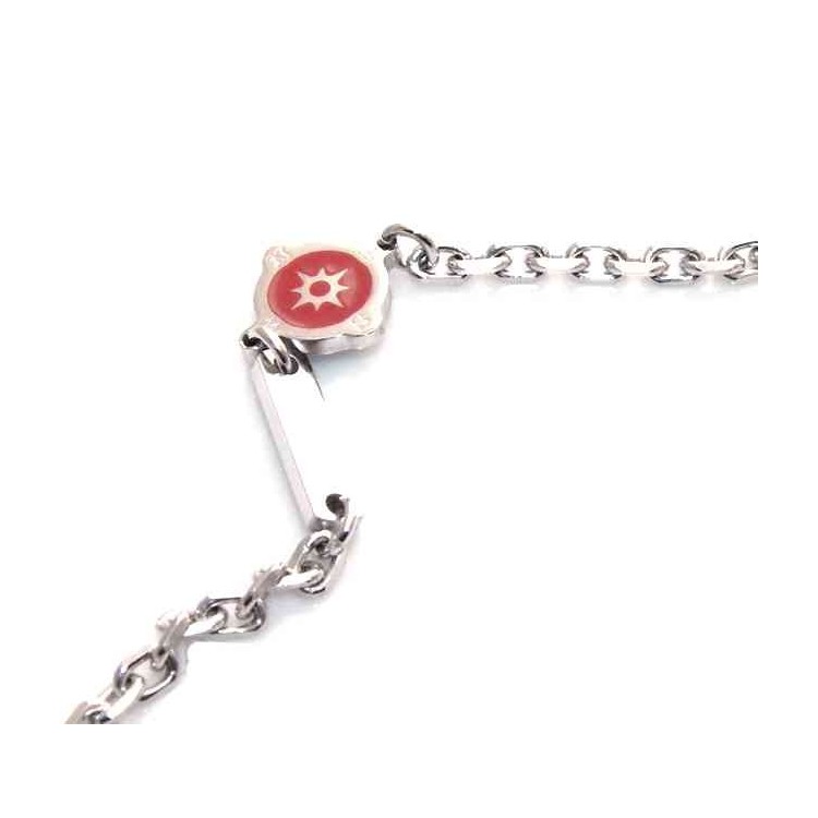 RMB|fine silver : Necklace chain man 50 cm filled with wind rose red enamel