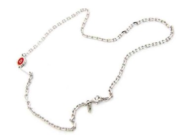 RMB|fine silver : Necklace chain man 50 cm filled with wind rose red enamel