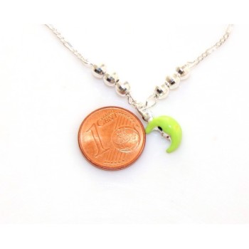 RMB|Argento 925 : Collana girocollo donna ragazza con mezza luna verde fluo
