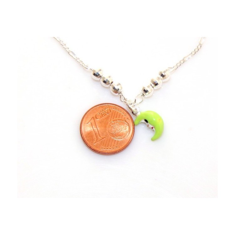RMB|Argento 925 : Collana girocollo donna ragazza con mezza luna verde fluo