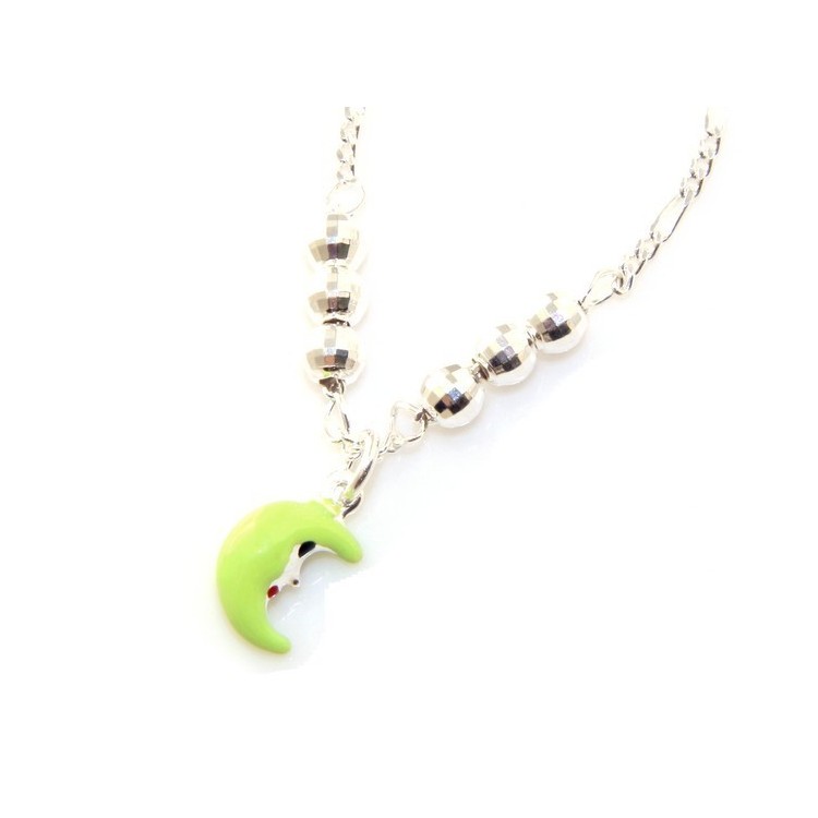 RMB|Argento 925 : Collana girocollo donna ragazza con mezza luna verde fluo