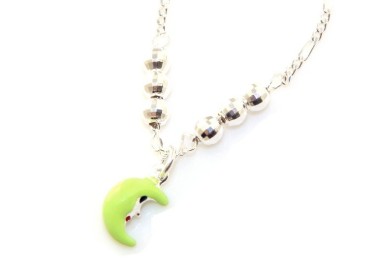 RMB|Argento 925 : Collana girocollo donna ragazza con mezza luna verde fluo