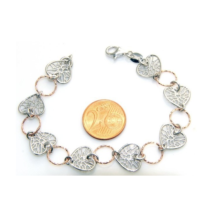 RMB|SILVER 925 :  bracelet for woman, hearts in medals