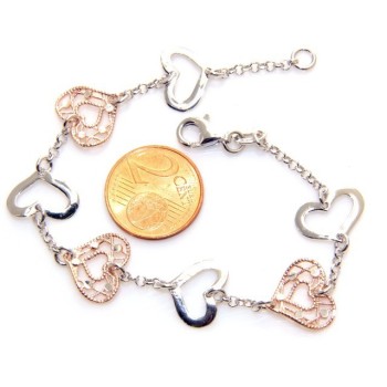 RMB|SILVER 925 :  bracelet for woman, hearts in medals
