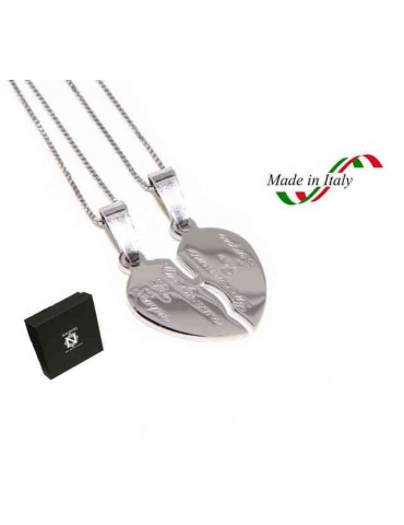 925 silver broken heart pendant for him and her + 2 necklaces