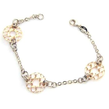 RMB|Fine Silver 925 : woman bracelet two colors with diamond wheels