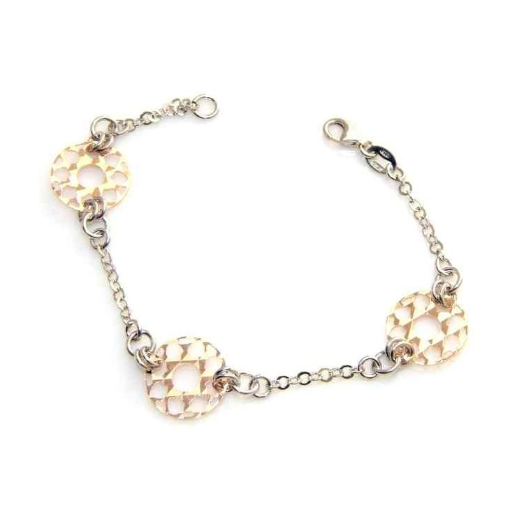 RMB|Bracciale argento 925 cerchi diamantati laser rosè 2 colori donna