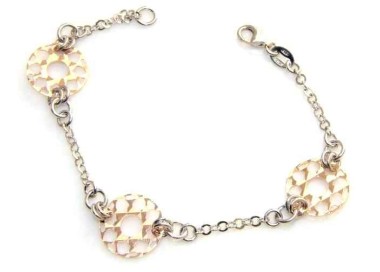 RMB|Fine Silver 925 : woman bracelet two colors with diamond wheels