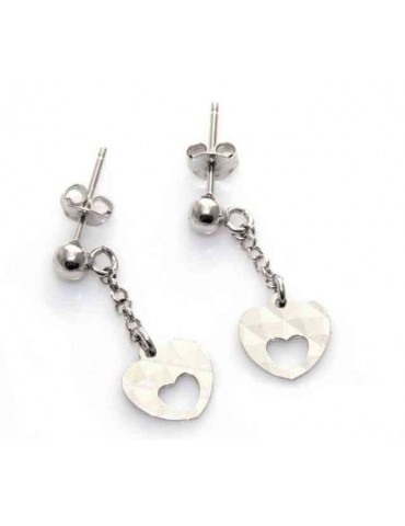 925 silver earrings with pierced diamond heart