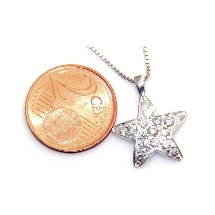 RMB|Argento 925 : Collana girocollo veneziana ciondolo stella 15 x 20 pavè di zirconi