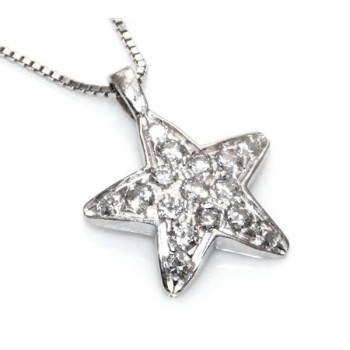 RMB|Argento 925 : Collana girocollo veneziana ciondolo stella 15 x 20 pavè di zirconi