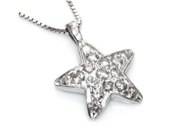RMB|stamped 925: Necklace Venetian, with star pendant 15 x  20 pavé zirconia