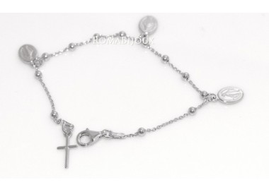 RMB|Bracciale rosario uomo o donna in Argento 925 con immagine madonnina 3 ciondoli e croce