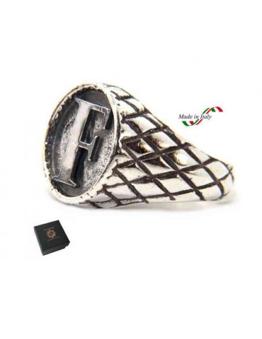 NALBORI Ring Silver 925 chevalier shield adjustable letter F